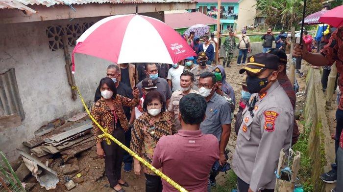 Kapolres Karo Bersama Forkopimda Karo Mengecek Lokasi Turap yang Robohkan Rumah di Desa Gongsol