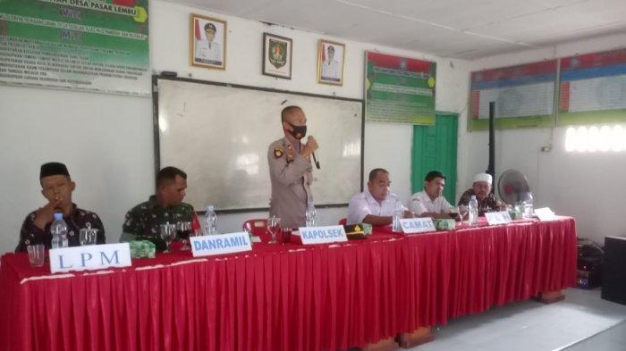 Kapolsek Air Joman Hadiri Pencabutan Nomor Urut dan Deklarasi Damai Pilkades Tahun 2022