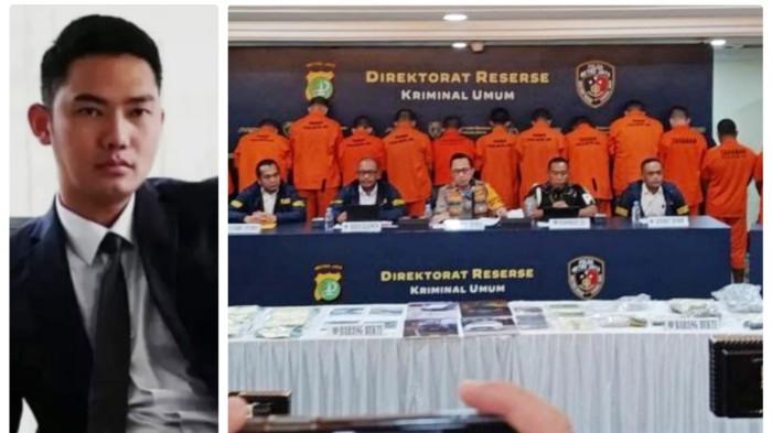 KASUS KCP BANK BUMN: Polda Metro Jaya menggelar konferensi pers pada Selasa (16/9/2025) di Gedung Ditreskrimum, dengan menampilkan 15 tersangka kasus penculikan dan pembunuhan Kepala KCP Bank BUMN di Jakarta Pusat, M Ilham Pradipta (35). Para tersangka berjejer rapi di belakang meja konferensi pers, mengenakan masker dan baju tahanan berwarna oranye. Tangan mereka terikat dengan kabel ties.  