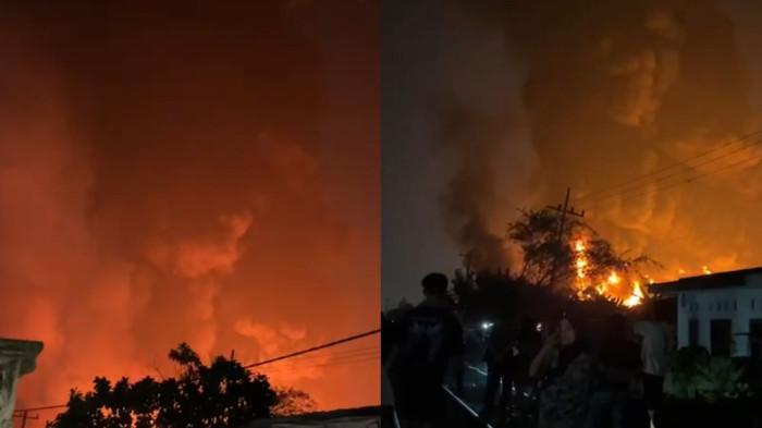 Kebakaran besar melanda sebuah pabrik Swallow yang berada di Jalan Yos Sudarso, Selasa (27/1/2026)