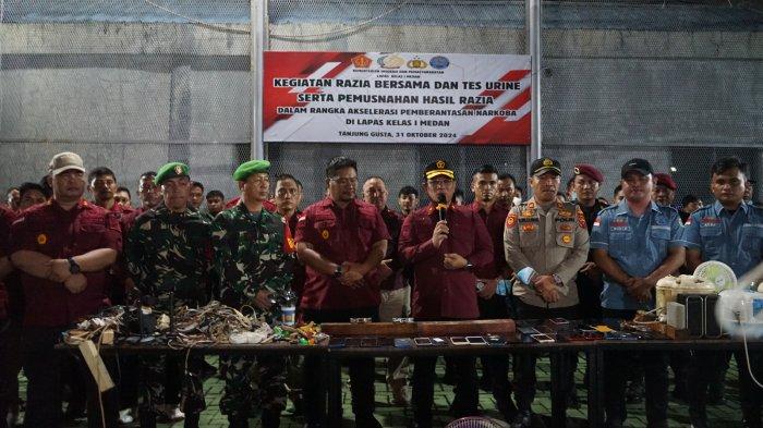 Lapas Kelas I Medan Gelar Razia dan Tes Urine Bersama Jajaran Keamanan untuk Jaga Ketertiban