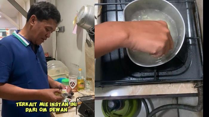 MASAK MI - Wakil Ketua Komisi III DPR RI, Habiburokhman masak mi instan menggunakan gas elpiji 3 kg. Aksinya disorot.