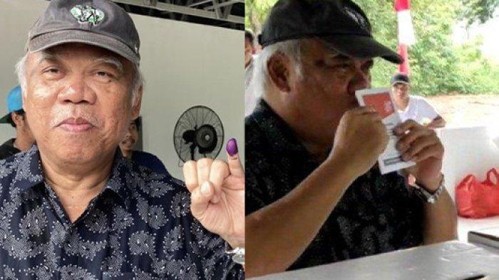 MOMEN Kocak Menteri Basuki Saat Nyoblos, Baru Datang Senyum-senyum Lalu Cium Surat Suara