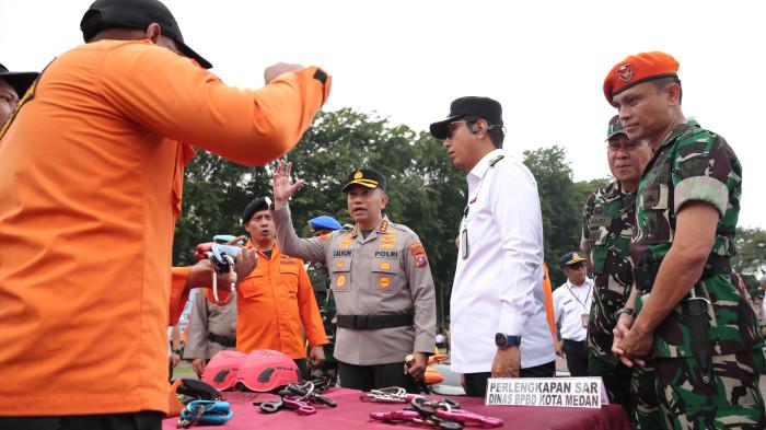 Kapolrestabes Medan Pimpin Apel Kesiapsiagaan Bencana Hidrometeorologi 2025