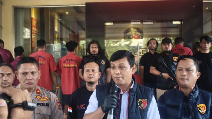 Momen Direktorat Reserse Kriminal Umum Polda Sumut menggelar konferensi pers pengungkapan begal motor, Selasa (30/6/2026). Sebanyak 7 orang pelaku ditangkap.