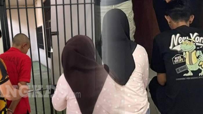 PASUTRI OPEN BO - AA (29) dan DA (24) saat menjalani pemeriksaan di Ruang PPA Satreskrim Polres Bangka atas kasus praktik prostitusi di kediaman pribadi, Rabu (1/10/2025). Deretan fakta pasutri open BO.