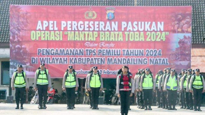 Kapolres Madina Pimpin Apel Pergeseran Pasukan, Siap Amankan 1.417 TPS