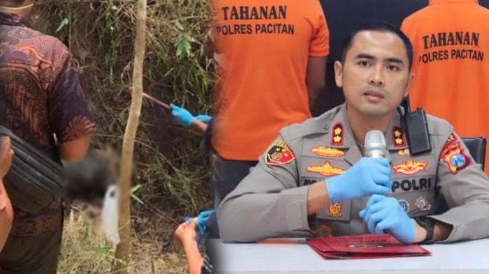 OTOPSI - Petugas Satreskrim Polres Pacitan saat melakukan identifikasi Jasad di Hutan Desa Temon, Kecamatan Arjosari, Kabupaten Pacitan, Jatim, Kamis (25/9/2025). Hasil sementara otopsi (antemortem dengan postomortem) mengarah ke pelaku Wawan.
