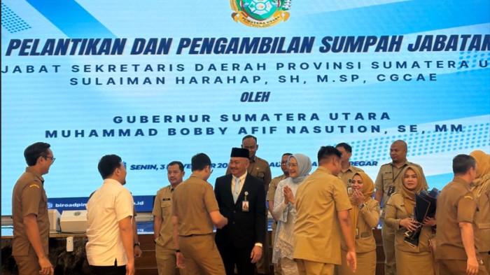 Sulaiman Harahap Dilantik Jadi Pj Sekda Sumut, Gubsu Bobby: Jangan Ada Titip Sana Sini