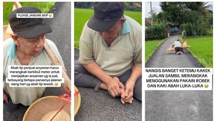 SOSOK Mbah Iip, Lansia Jualan Anyaman Sambil Merangkak Berkilo-kilo Meter, Baru Laku Satu, Kaki Luka