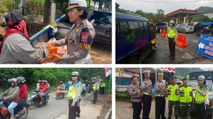 SOSOK POLWAN HETI PATMAWATI: Heti Patmawati saat masih berpangkat Kompol dengan melakukan aksi jumat berkah dan membantu warga menyebrang jalan. Polwan Heti Patmawati juga turut melaksanakan pengaturan lantas.