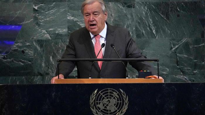 Sekretaris Jenderal PBB Antonio Guterres menyampaikan pidato dalam pertemuan tingkat tinggi Majelis Umum PBB untuk memperingati ulang tahun ke-80 PBB di Markas Besar PBB di New York City pada Selasa, 22 September 2025. (Foto Tangkapan Layar Youtube)