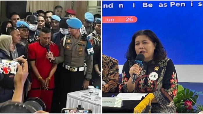 JADI SOROTAN - Komisioner Komnas Perempuan, Sondang Frishka Simanjuntak (kanan) dan tersangka kasus penyiksaan wanita di Bandung (Kiri). Sondang Simanjuntak saat ini sedang menjadi sorotan di tengah kasus penyekapan dan penyiksaan wanita yang dialami korban berinisial YTR.