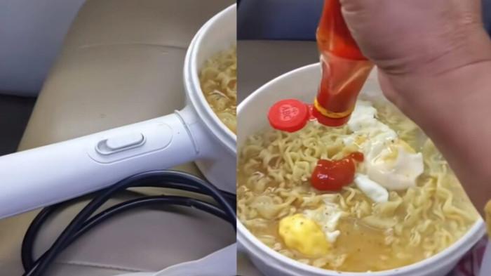 VIRAL Emak-emak Masak Mi di Dalam Kereta Api Pakai Kompor Listrik, Berujung Bikin Klarifikasi