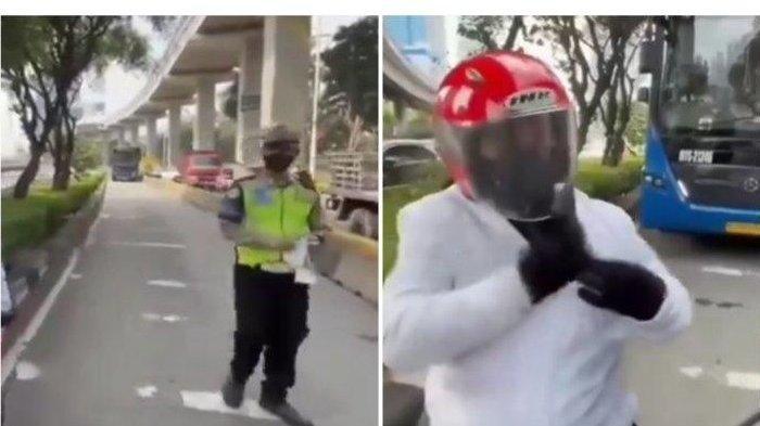 VIRAL Pemotor Buang Surat Tilang Usai Ditindak Polisi, Masuk Jalur Busway, Ngaku Punya Bekingan