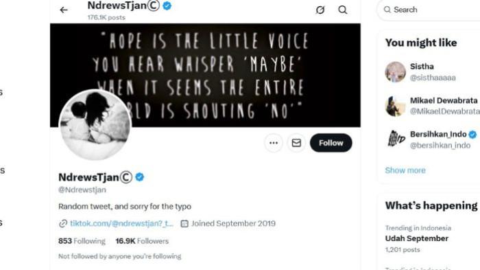 akun NdrewsTjan atau Ndrews Tjan