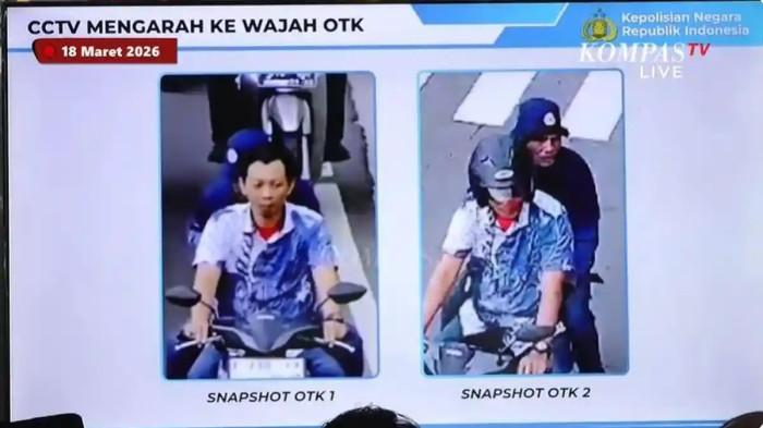 PENYIRAM AIR KERAS - Wajah pelaku penyiraman air keras terhadap Wakil Koordinator KontraS, Andrie Yunus, yang terekam kamera CCTV Dishub DKI Jakarta hingga CCTV ETLE sebelum melakukan aksinya pada Kamis (12/3/2026)  