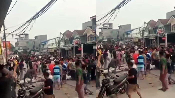 VIDEO Detik-detik Pedagang Bentrok dengan Ormas, Suasana Pasar Mencekam