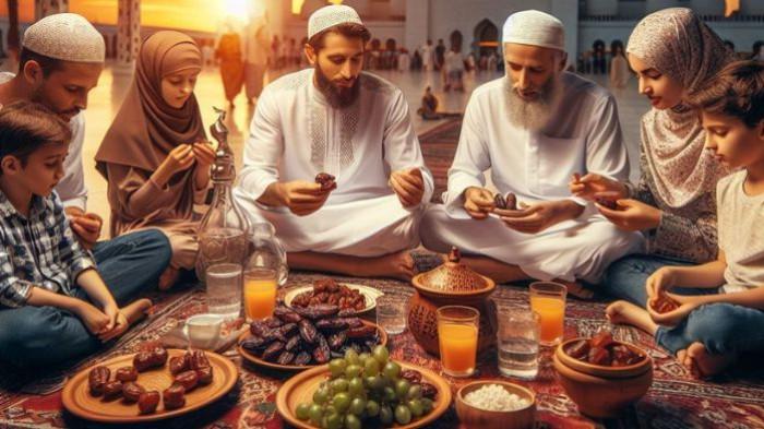BUKA PUASA- Ilustrasi buka puasa bersama keluarga dengan suasana yang begitu hangat.(Pinterest/soufiane kridil)
