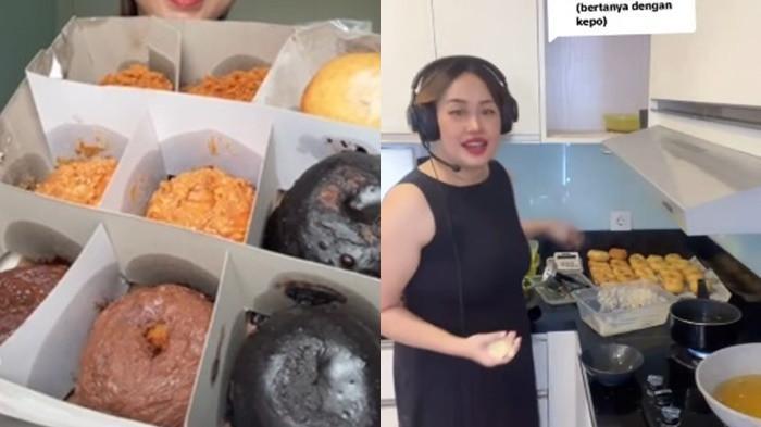 DONAT JUALAN PINKAN MAMBO- Penyanyi Pinkan Mambo menyita perhatian setelah memilih banting stir jualan donat. Netizen ramai mengkritik dijual harga Rp200 ribu per kotak