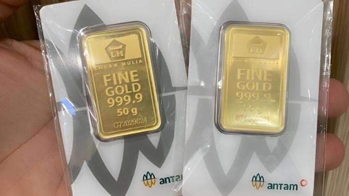 NAIK TIPIS- Harga emas PT Aneka Tambang (Antam) naik tipis dibanding hari sebelumnya. Hari ini, Sabtu (30/5/2026) naik cuma Rp 5.000 per gram.