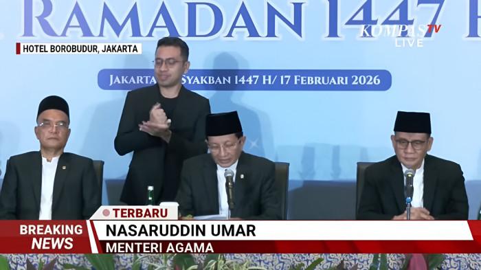 SIDANG ISBAT- Menteri Agama, Nasaruddin Umar saat mengumumkan awal puasa Ramadhan beradasarkan hasil sidang isbat.