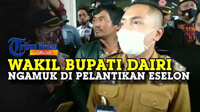 Wakil Bupati Dairi, Jimmy Sihombing, diwawancarai wartawan usai marah-marah di pelantikan Pejabat Eselon II, Selasa (7/7/2020) 
