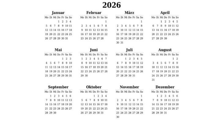 kalender 2026