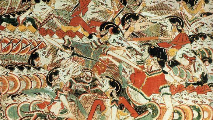LUKISAN WAYANG- Ilustrasi lukisan yang menampilkan tokoh pewayangan.