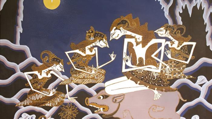 MOTIF BATIK- Ilustrasi motif batik yang menggambarkan cerita dalam kisah pewayangan.