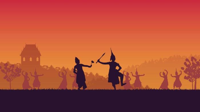 MENARI- Ilustrasi para penari menampilkan kebolehannya dalam seni pertunjukan tari Thailand.