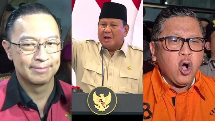 Foto Kiri ke Kanan - Tom Lembong, Presiden Prabowo Subianto dan Hasto Kristiyanto. Presiden Prabowo Subianto memberikan abolisi untuk Tom Lembong dan amnesti untuk Hasto Kristiyanto.