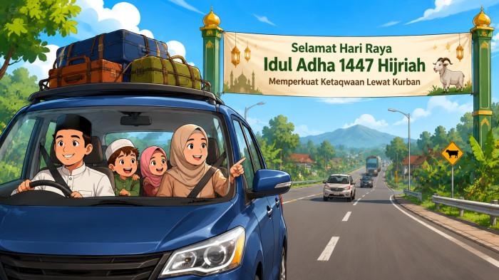 LIBUR IDUL ADHA- Ilustrasi satu keluarga saat bersiap menikmati libur Idul Adha.