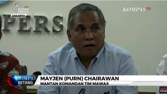 Mantan Komandan Tim Mawar Kopassus Mayjen Purn Chairawan saat berada di Dewan Pers, Selasa (11/6/2019)