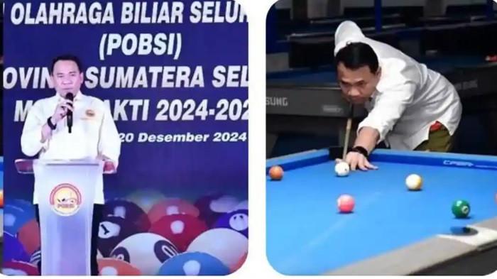 PENGADAAN MEJA BILIAR - Kolase foto Ketua DPRD Sumsel, Andie Dinialdie yang juga Ketua POBSI Sumsel. Ketua DPRD Sumatera Selatan (Sumsel) Andie Dinialdie memberikan penjelasan, terkait sedang ramainya usulan pengadaan dua meja biliar untuk rumah dinas (rumdin) dua pimpinan DPRD Sumsel.