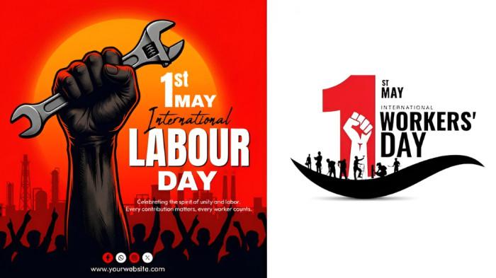 POSTER MAY DAY- Ilustrasi atau contoh poster Hari Buruh atau May Day.