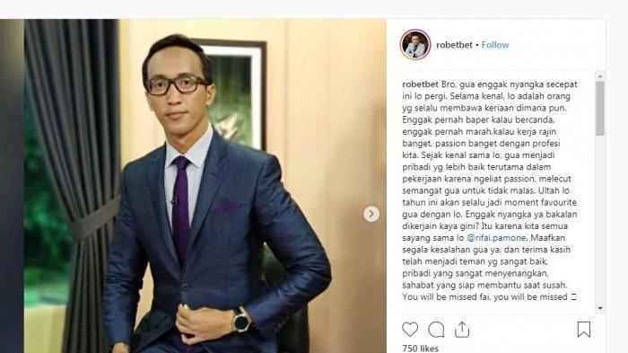Rifai Pamone Jurnalis Metro TV Meninggal Dunia, Sakit Keras Sejak Agustus