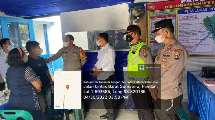 Kapolres Tapteng Dampingi Pamatwil Polda Sumut Tinjau Pos Pam dan Pos Terpadu Pengamanan Idul Fitri