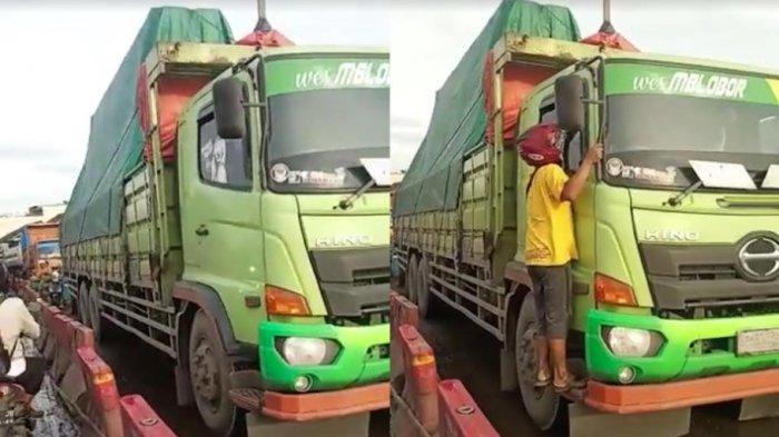 Viral Momen Kocak Sopir Truk Ketiduran hingga Bikin Jalanan Macet