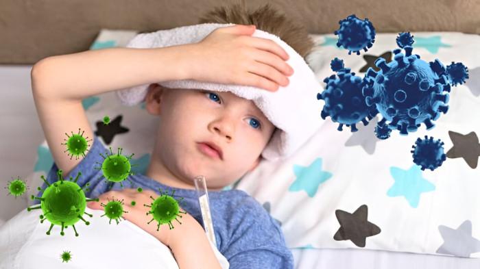 SAKIT- Ilustrasi seorang bocah yang tengah terbaring di atas kasur perawatan akibat sakit terpapar virus.