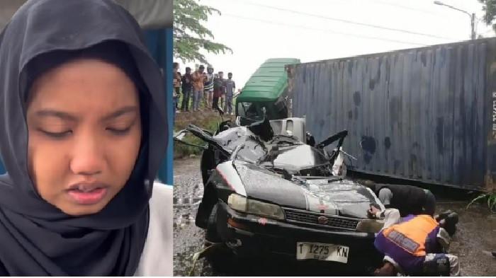 SEDAN TERTIMPA KONTAINER - Sifa korban selamat kecelakaan sedan tertimpa kontainer ungkap detik-detik kejadian