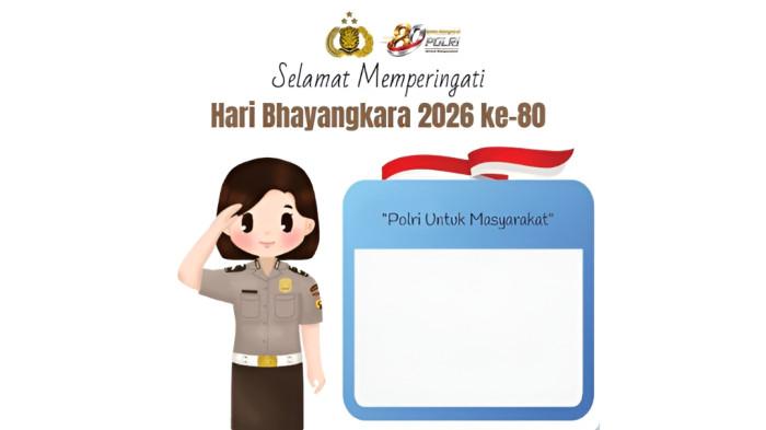 TWIBBON HUT BHAYANGKARA- Satu contoh twibbon HUT Bhayangkara 2026.