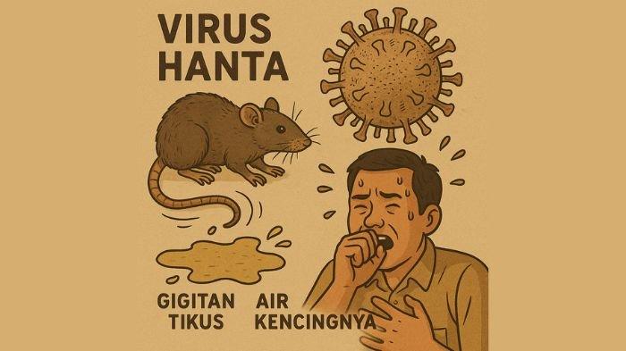 VIRUS HANTA- Kementerian Kesehatan (Kemenkes) RI mencatat ada delapan kasus virus Hanta per 19 Juni 2025 di empat provinsi yang ada di Indonesia. Ilustrasi ini dibuat menggunakan aplikasi kecerdasan buatan atau AI, Senin (23/6/2025).