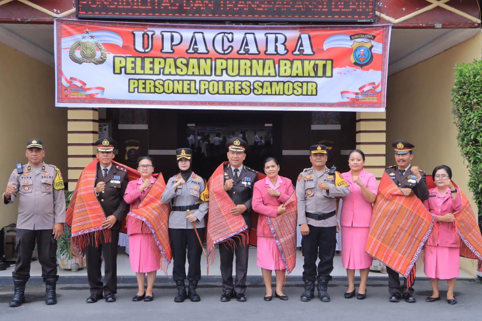 Tiga Perwira Polres Samosir Purna Bhakti, Kapolres: Pensiun Bukan Akhir Pengabdian