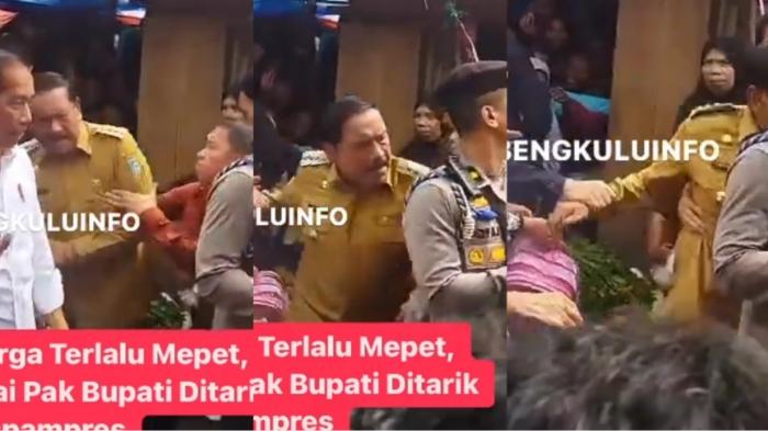 Viral Bupati Bengkulu Utara Ditarik Pria Diduga Paspampres saat Dampingi Jokowi Kunjungan ke Pasar