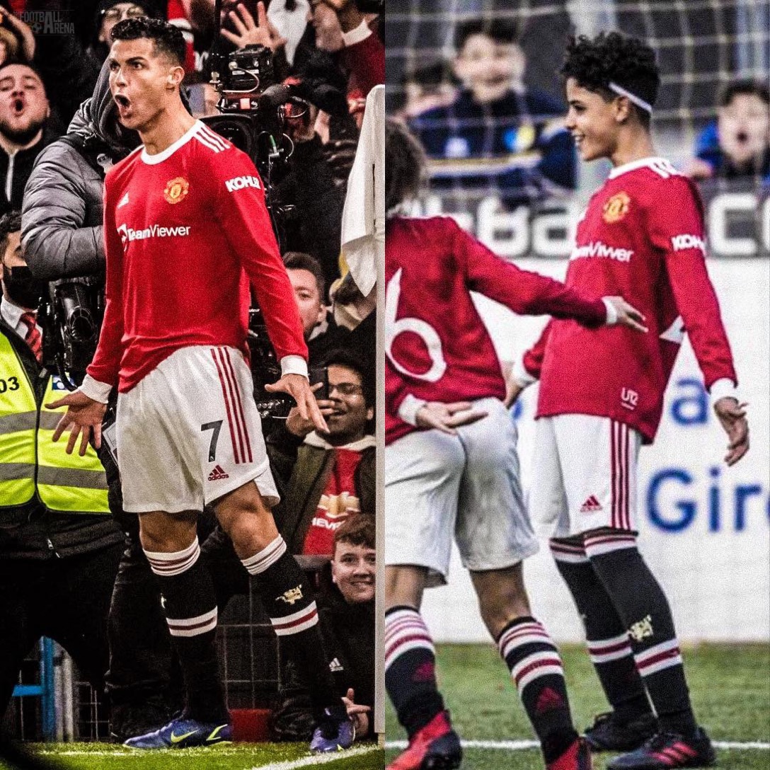VIRAL Aksi Anak Cristiano Ronaldo Main di Tim Junior MU, Cetak Gol dan Selebrasi seperti Sang Ayah