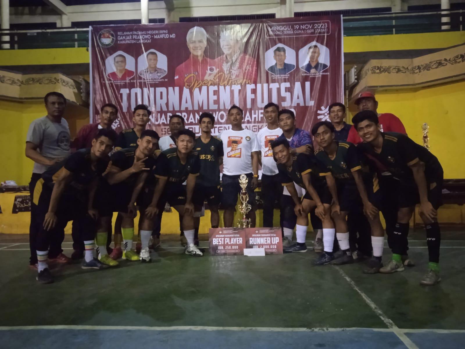 Puluhan Tim Ikuti Turnamen Futsal Relawan Padamu Negeri Ganjar Pranowo Mahfud MD se-Langkat