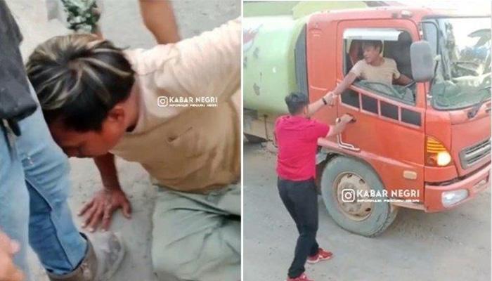 GARANG Pria Aniaya Sopir Truk, Diduga Ajudan Bupati Kutai Barat, Korban Ditendang Sampai Oleng