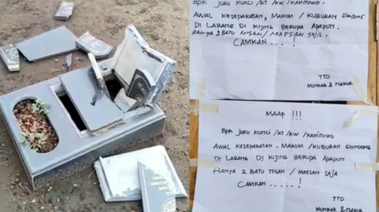 Viral Puluhan Batu Nisan Dirusak di Blitar, Perusaknya Tinggalkan Pesan Misterius
