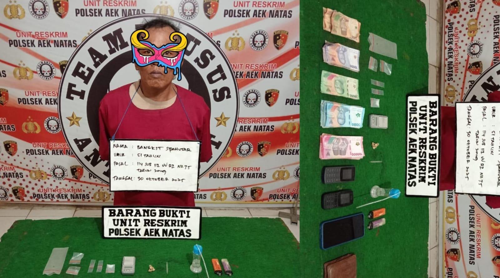 Polsek Aek Natas Bekuk Pengedar Sabu di Desa Sibito, Uang Tunai dan Timbangan Disita